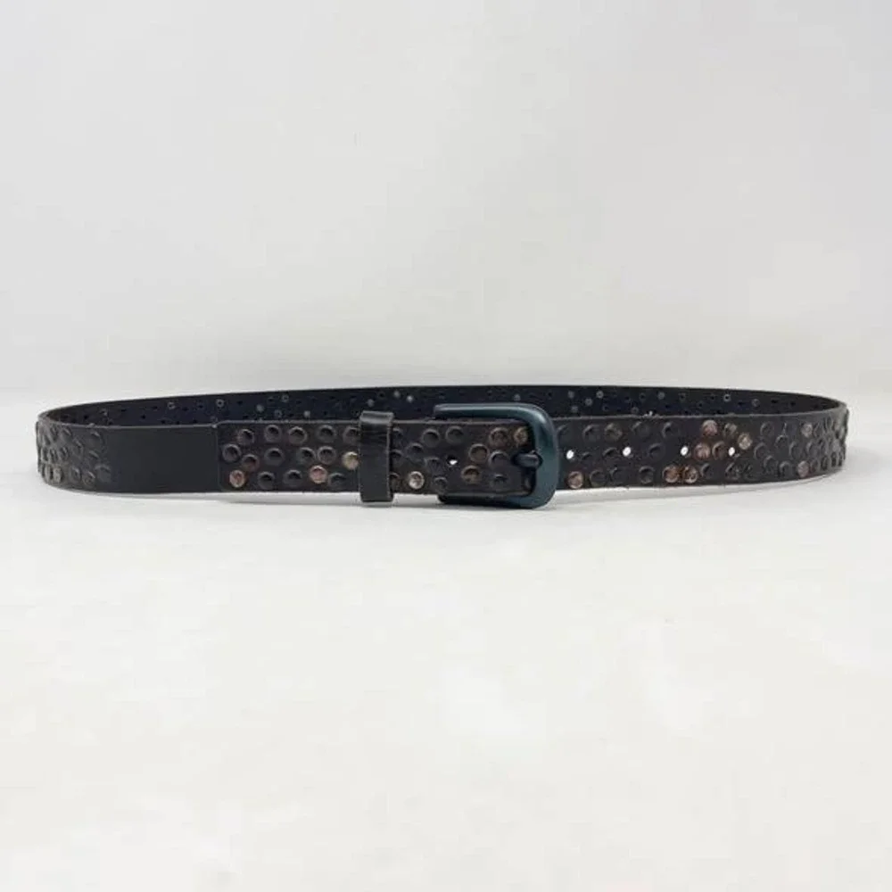 Indie Spirit Studded Belt Wms Large Dark Brown Rivets Western Cowgirl Festival
